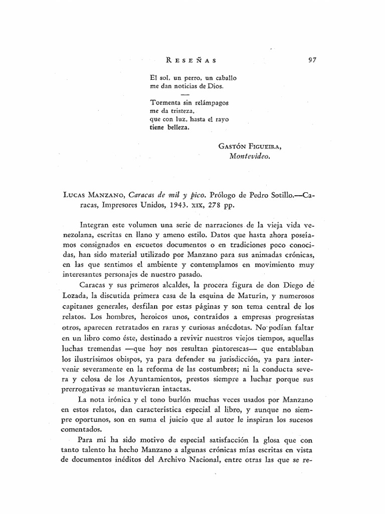 LUCAS MANZANO, Caracas de Mil y Pico. Prologo de Pedro Sotillo.Caracas