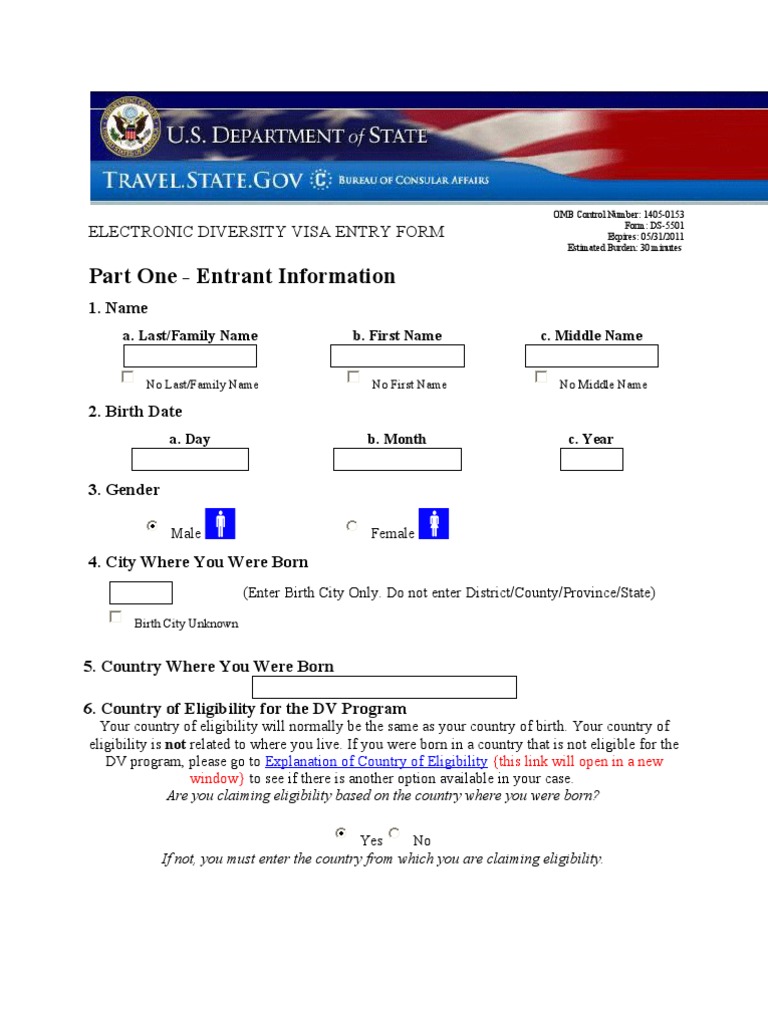 Electronic Diversity Visa Form 2023 - Printable Forms Free Online