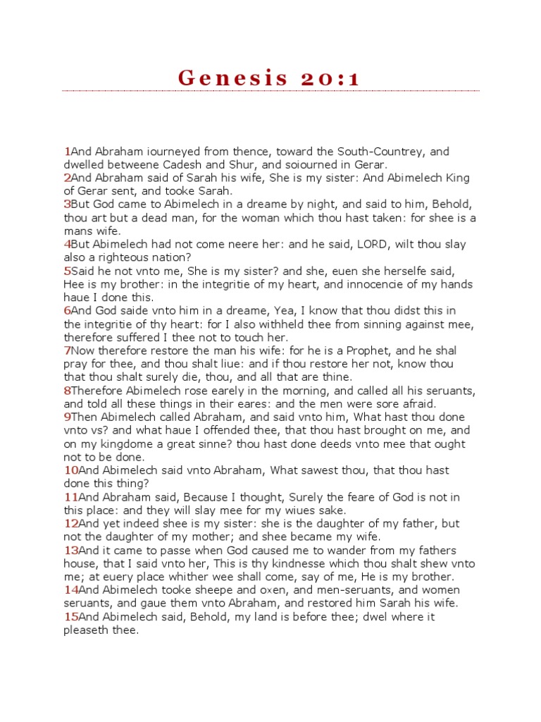 Genesis 20 | Download Free PDF | Abraham | Sarah