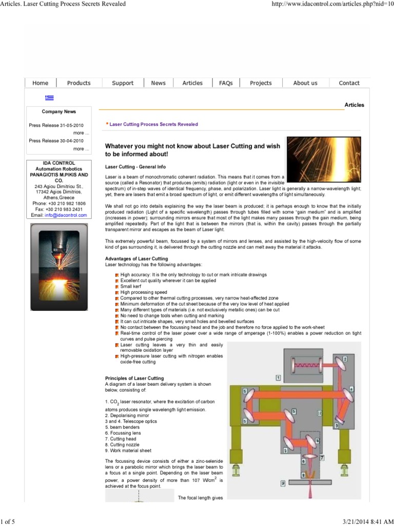 Laser Cutting Process Overview | PDF | Laser | Lens (Optics)