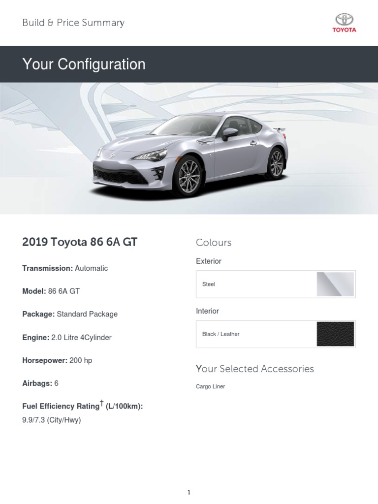Toyota Build and Price 2019 86 6A GT PDF | PDF | Annual Percentage Rate ...