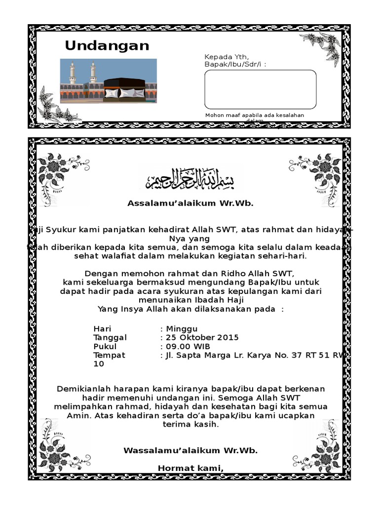308338313 Contoh Surat Syukuran Pulang Hajidoc