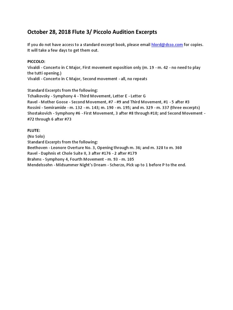 Flute 3 and Picc Excerpts PDF PDF