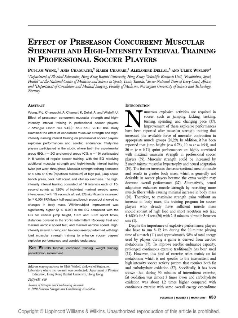 Preseason Strength & HIIT in Soccer Players | PDF | High Intensity ...