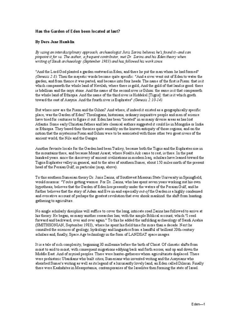 Eden Pdf Pdf Garden Of Eden Mesopotamia