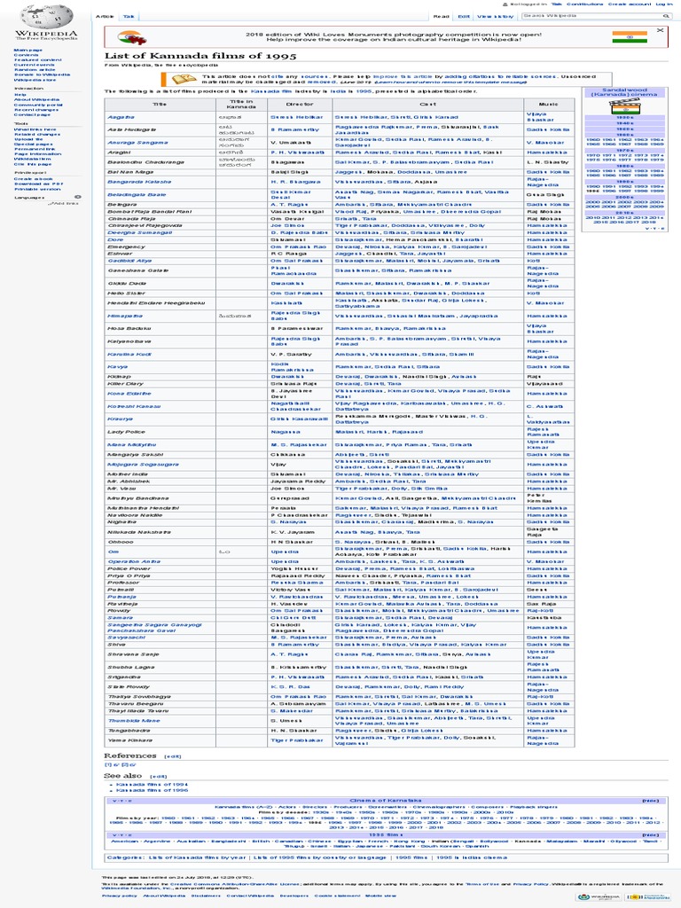 List of Kannada Films of 1995 Wikipedia PDF Cinema Of India Sikhism
