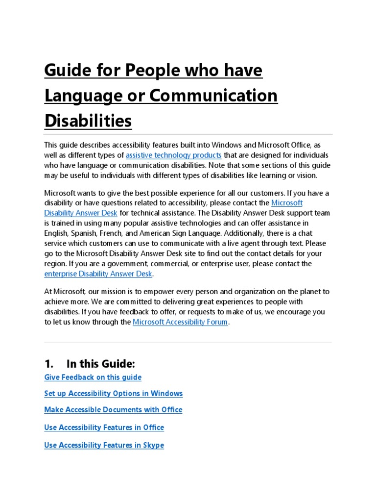 Guide For People Who Have Language or Communication Disabilities | PDF ...