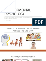 Developmental Psychology: Byanja Kovacevic - Sarahrussell - Dreddsemblante Yea R 1 1 P Sychology Ata R 7 M AY 2 0 1 6