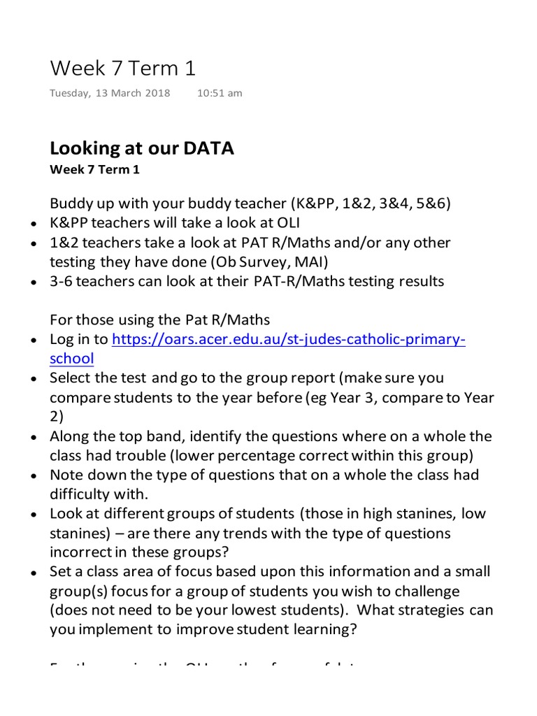 Analyzing PAT Data for Student Focus | PDF