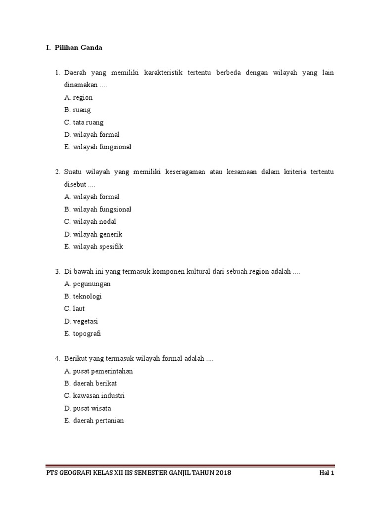 Contoh Soal Dankunci Jawaban Geografi Kls Xii