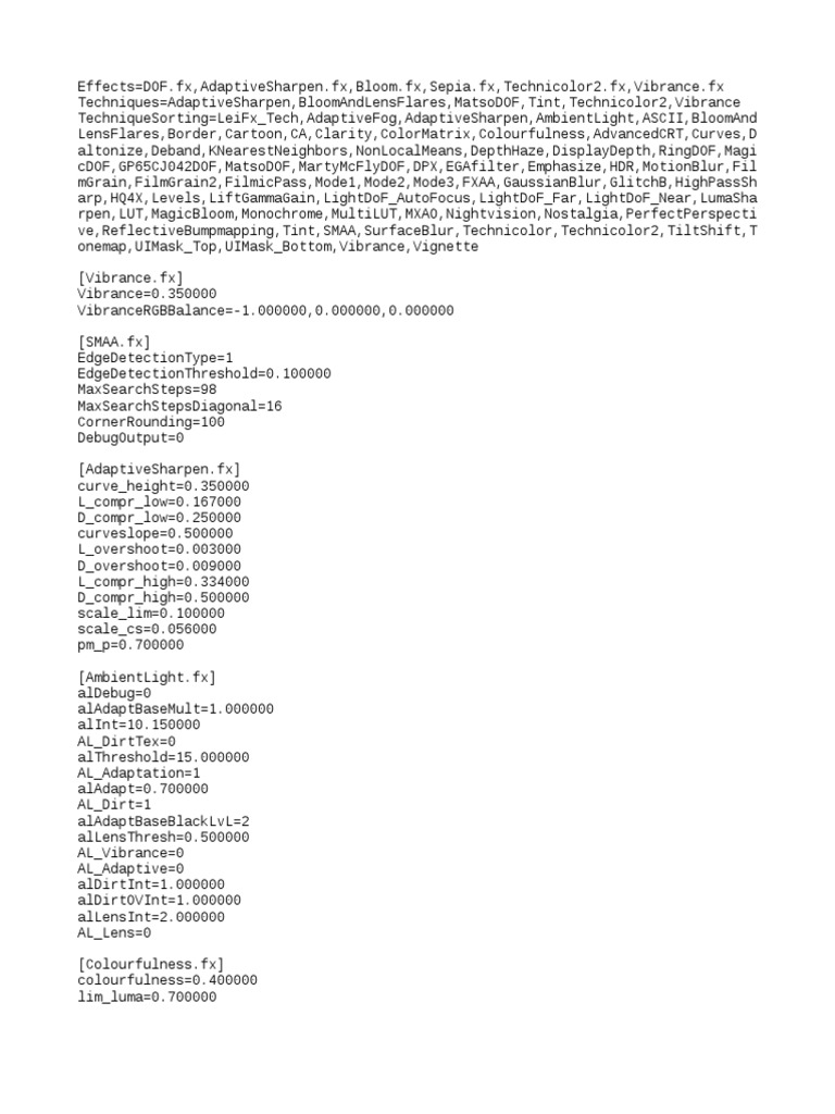 MGS5 Reshade Effects Configuration | PDF | Computers