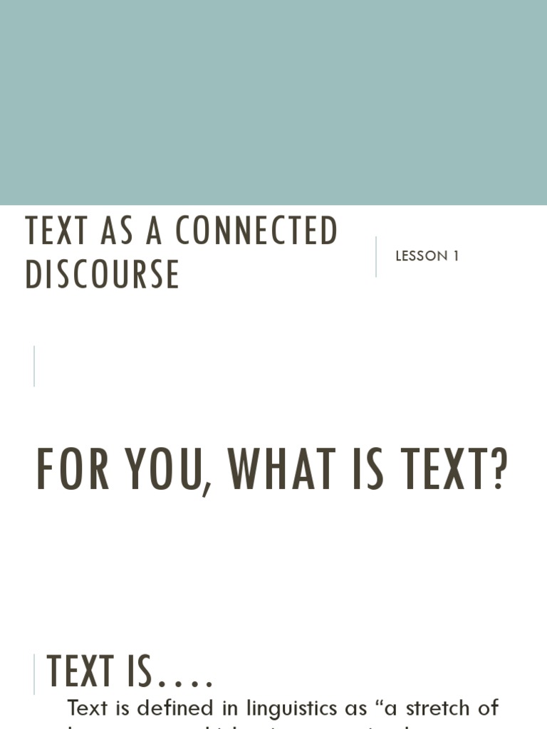 Understanding Text as Connected Discourse | PDF
