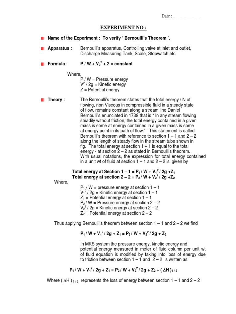 Determining the Friction Factor in Pipes Through Bernoulli's Theorem