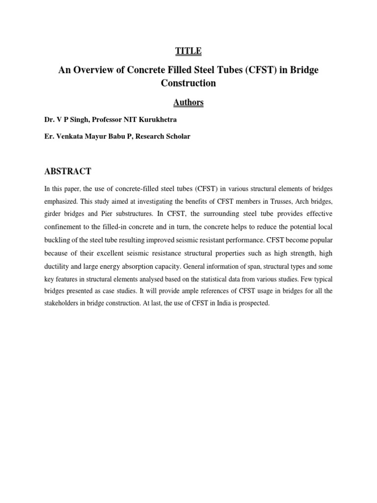 An Overview of CFST in Bridges | PDF