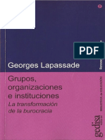 Lapassade, G. Grupos, Organizaciones e Instituciones.