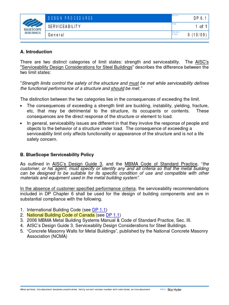 Crane Deflection Limits and Guidelines | PDF | Roof | Precast Concrete