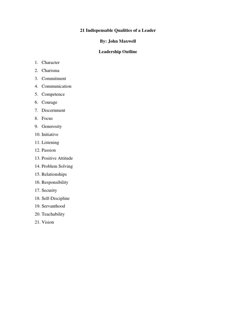 21 Qualities of A Leader | PDF | Leadership | Psychology