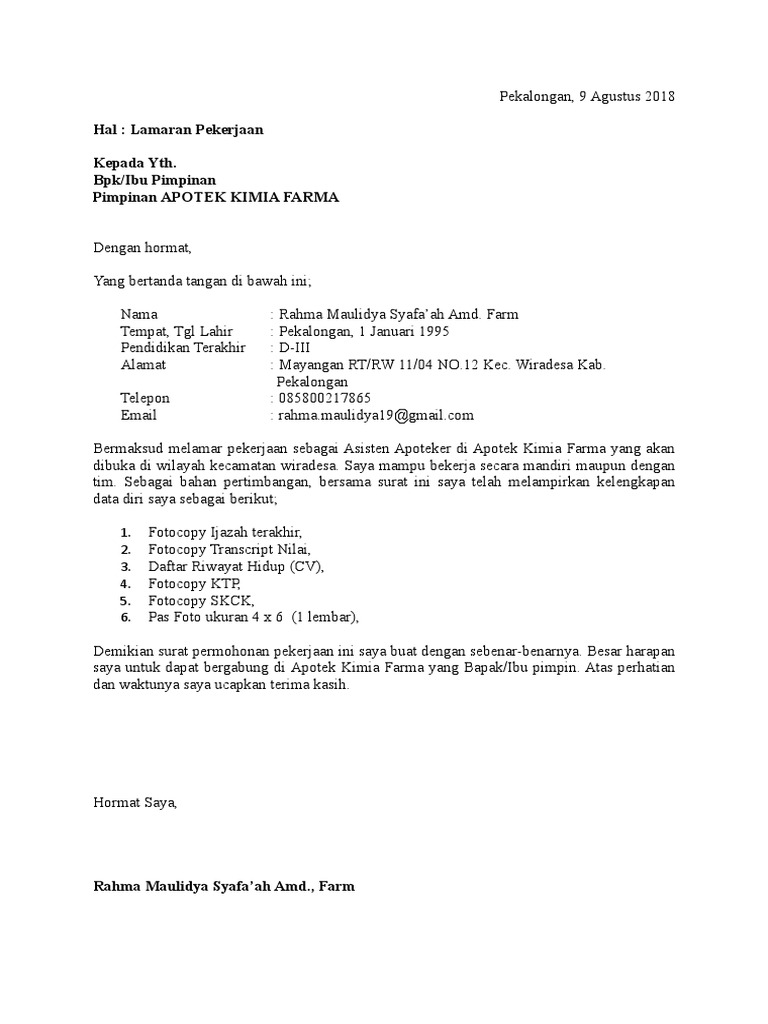 Contoh Surat Lamaran Kerja rahma.doc