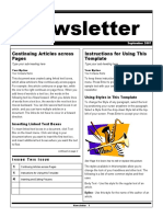 Newsletter: Continuing Articles Across Pages Instructions For Using This Template