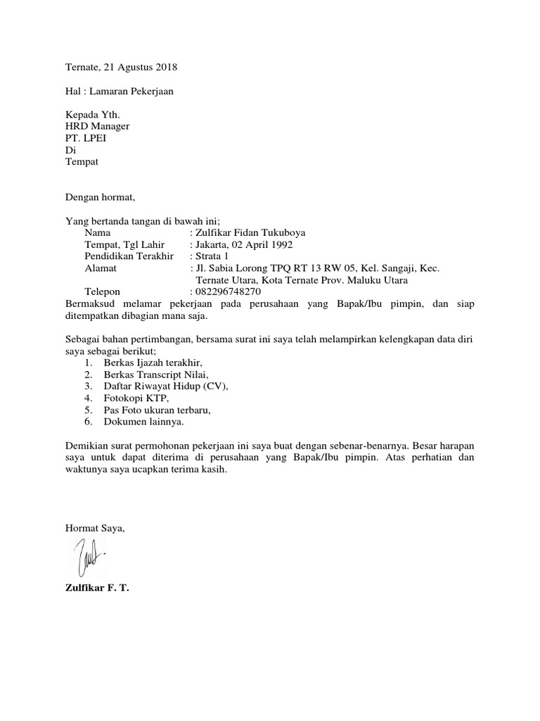 Download 94+ Contoh Surat Surat Lamaran Kerja Umum Terbaik Gratis