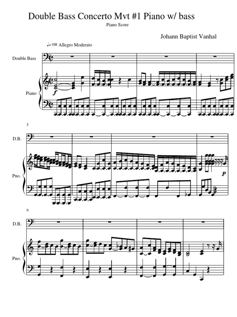 Vanhal Double Bass Concerto 1 PDF Classical Music Compositions