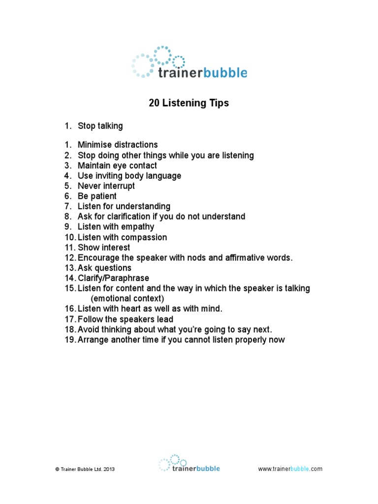 20 Listening Tips Pdf