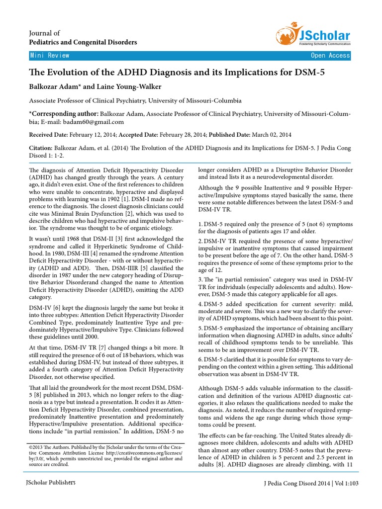 The Evolution Of The Adhd Diagnosis And Its Implications