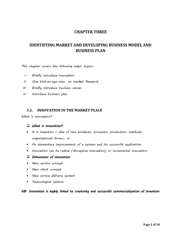 Chapter 3 Identifying Market and Developing Business Model and Write ...