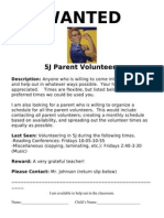 WANTED Parent Volunteers