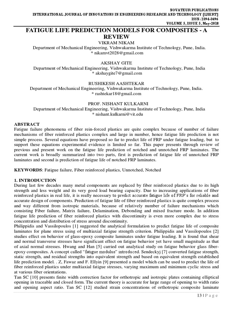Fatigue Life Models for Composites Review | PDF | Strength Of Materials ...