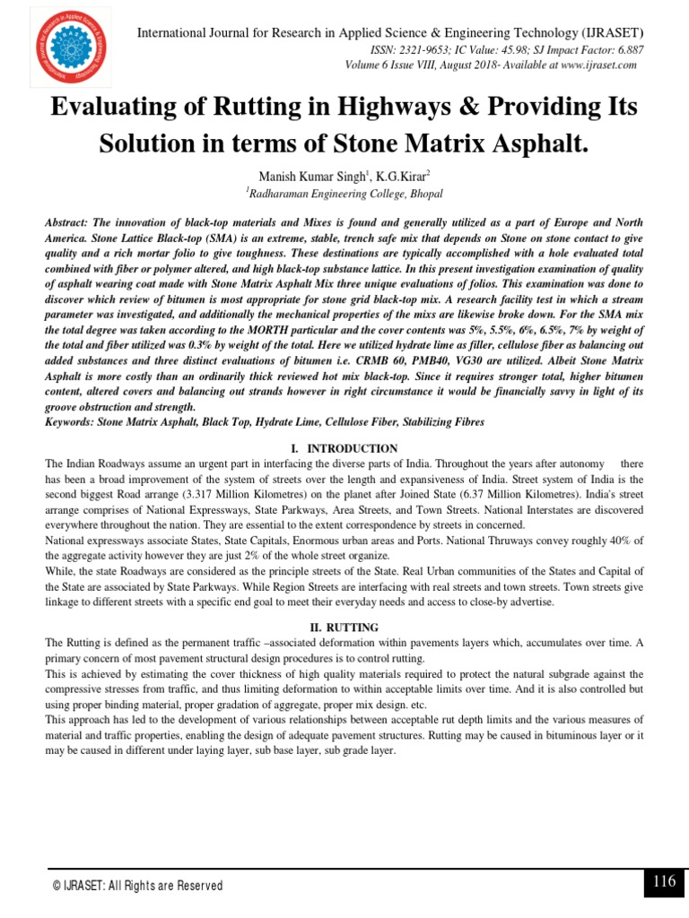 Evaluating of Rutting in Highways & Providing Its Solution in Terms of ...