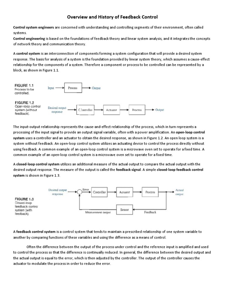 Overview and History of Feedback Control PDF Control Theory