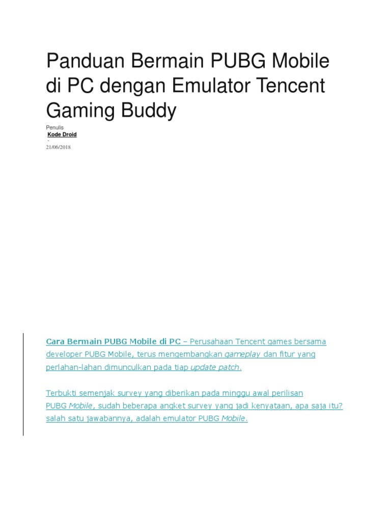 Panduan PUBG Mobile di PC dengan Tencent | PDF | Game & Aktivitas ...