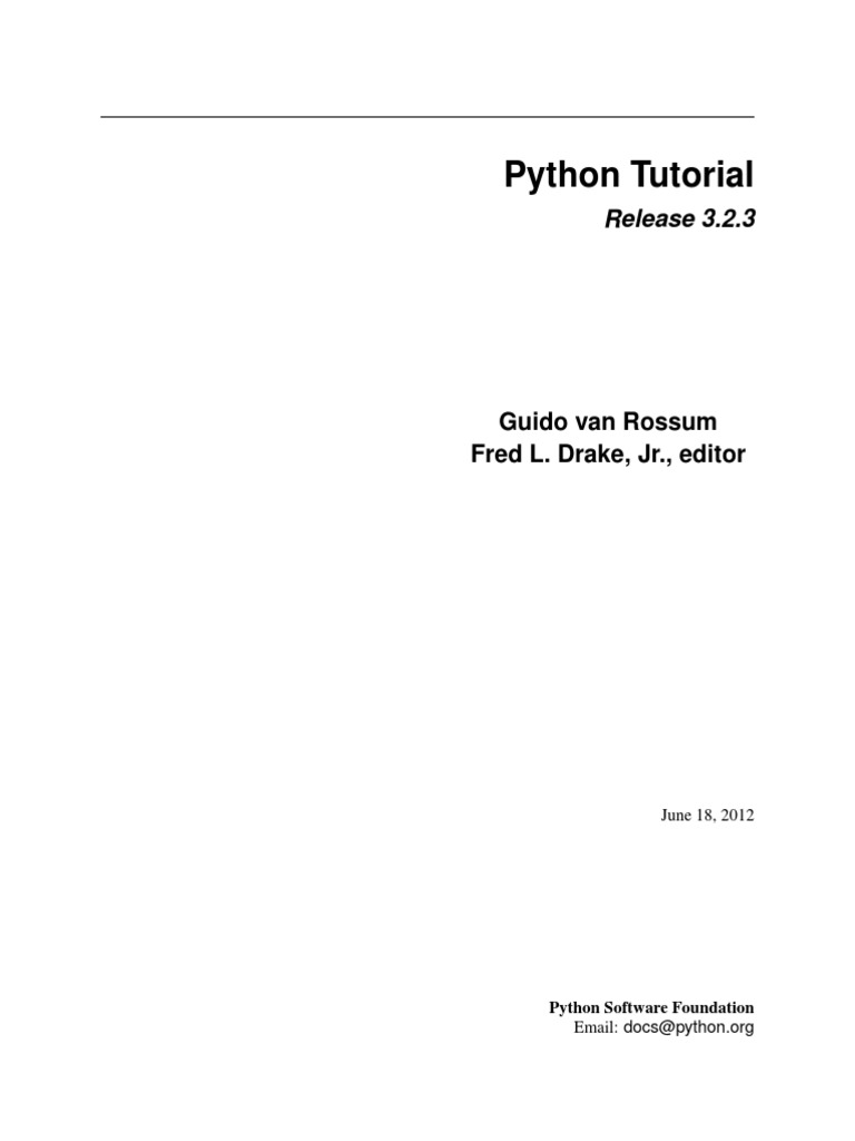 Guido Van Rossum, Fred L. Drake, JR., (Editor) - Python Tutorial ...