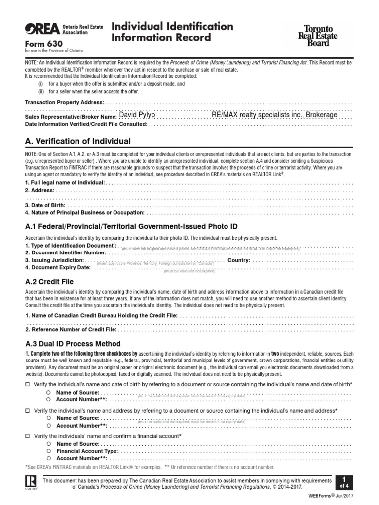 FINTRAC Individual Identification Information Record Regulatory