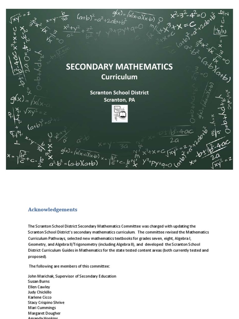Secondary Math Curriculum PDF PDF Factorization Quadratic Equation
