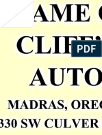 SHAME ON CLIFF'S AUTO IN MADRAS OREGON FOR TAKING ADVANTAGE OF MY TRAVELING PREDICAMENT