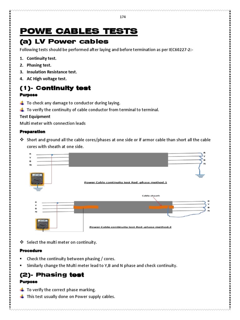 LV and MV Cable Testing Procedures | PDF | Battery Charger ...