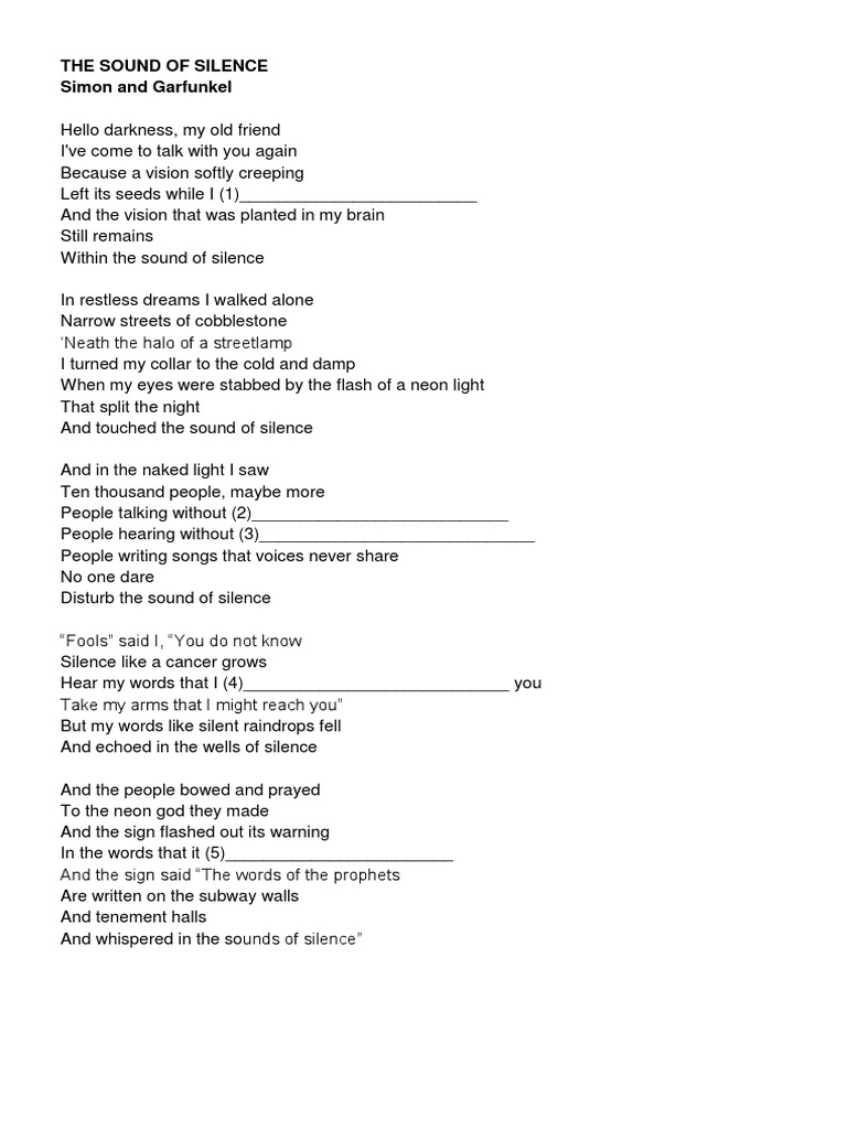 The Sound of Silence Simon and Garfunkel PDF