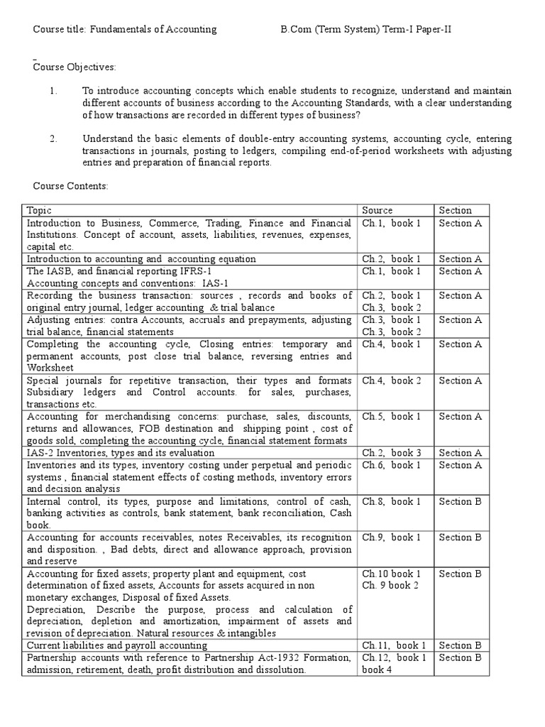 Fundamentals of Accounting Course Overview | PDF | Corporate Jargon ...