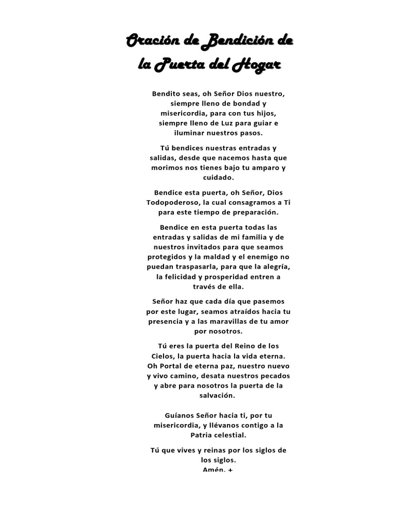 Oracion de La Bendicion Del Hogar | PDF | Oración | Salvación