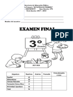 Examen Final Tercer Grado