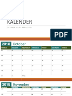 Kalender: OCTOBER 2018 - APRIL 2019