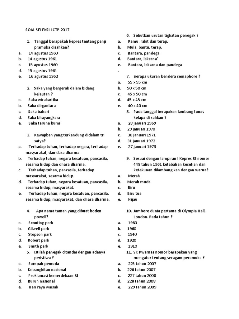 Soal Seleksi Lctp 2017 Pdf