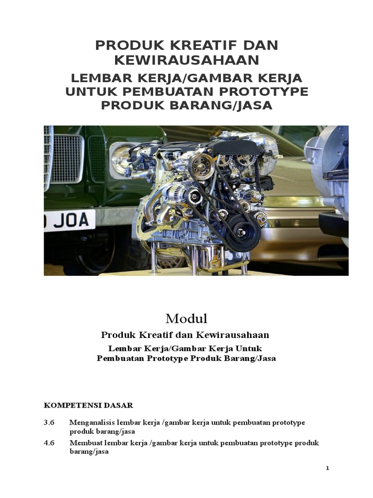 Lembar Kerja Gambar Kerja Untuk Pembuatan Prototype Produk Barang Atau Jasa