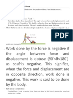 Work:-Work Done W Is Defined As The Dot Product of Force F and Displacement S