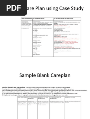 Sample Care Plan Using Case Study