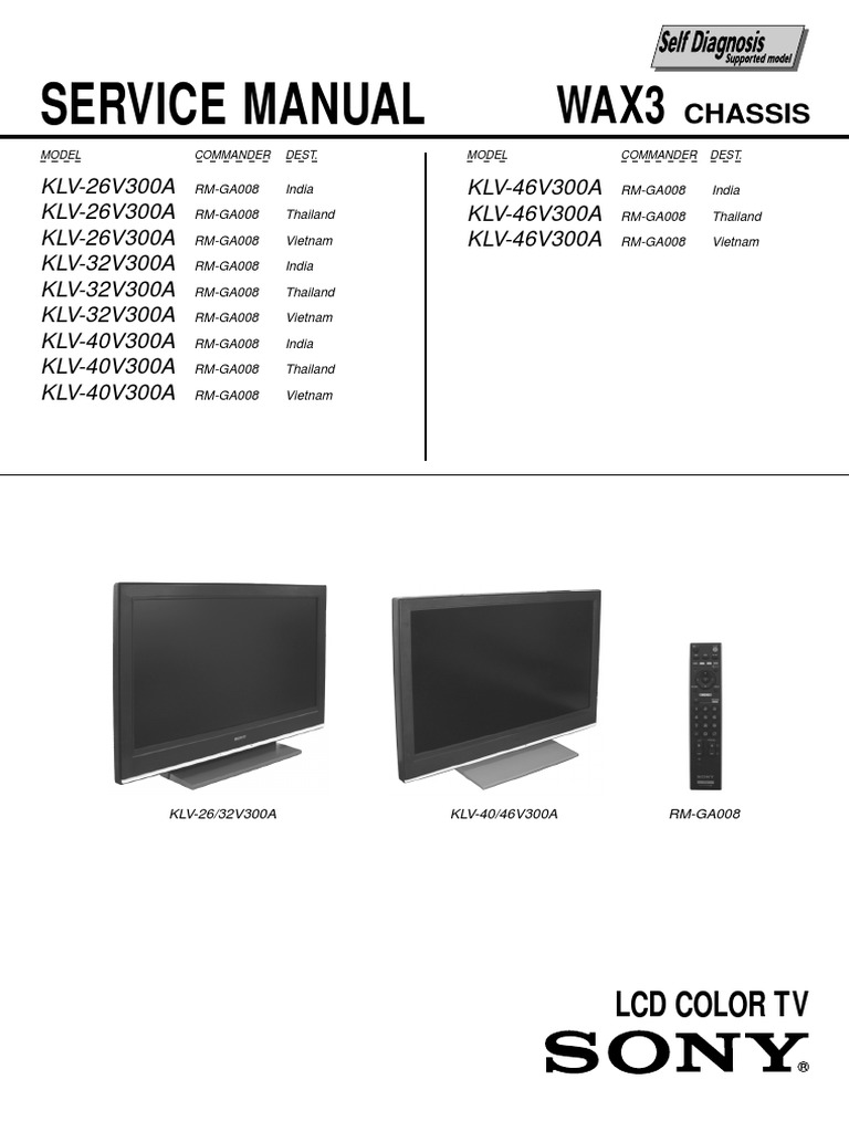 Sony Klv26v300a Klv32v300a Klv40v300a Chassis Wax3 PDF PDF
