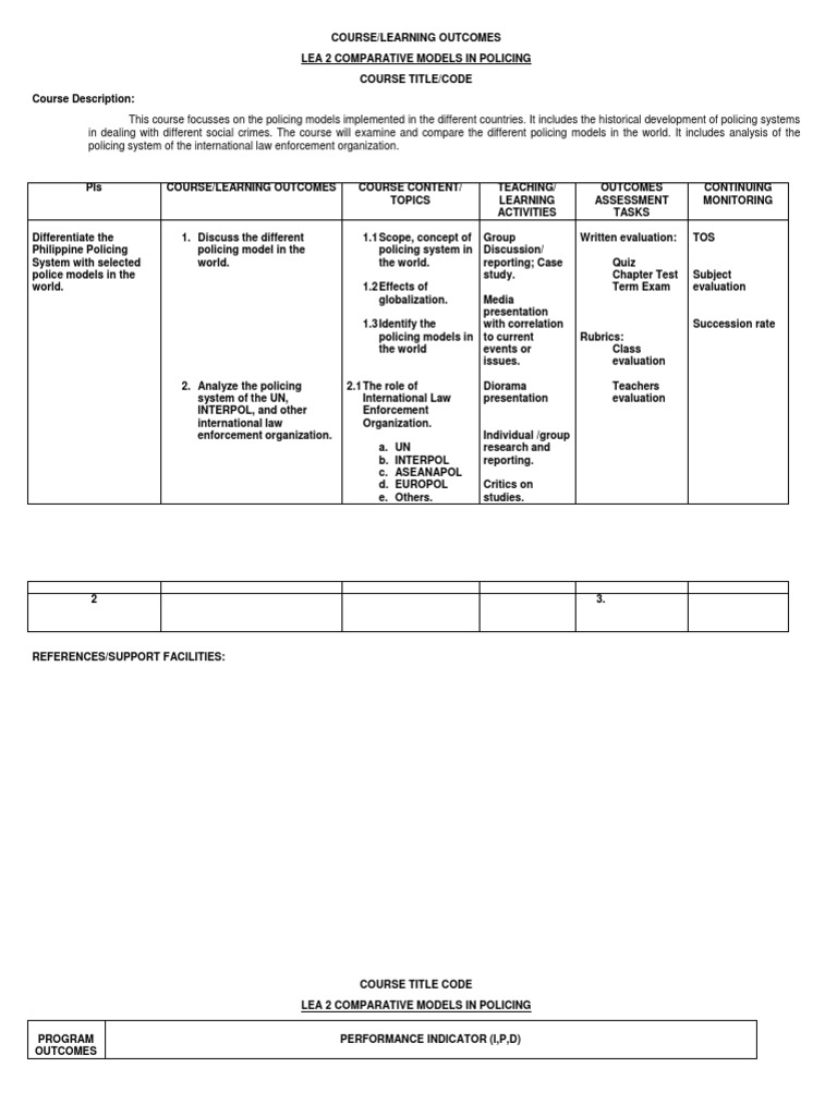 Comparative Models in Policing Course | PDF | Police | Evaluation