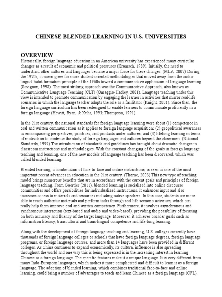 Chinese Blended Learning in U.S. Colleges | PDF | Educational ...